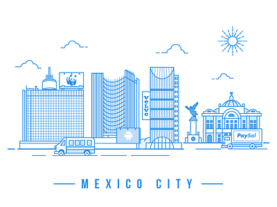 Mexico City billboard city flat icon illustration lines mexico mexico city signage simple skyline vector