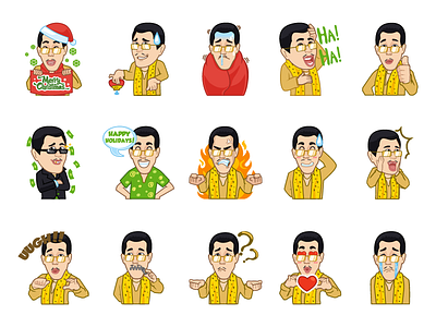 PPAP sticker set character design emoji imessage messenger pack pikotaro ppap set sticker stickers vector