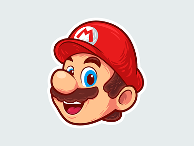 Mario cartoon character design game head mario mario bros mascot nintendo sticker t shirt vector