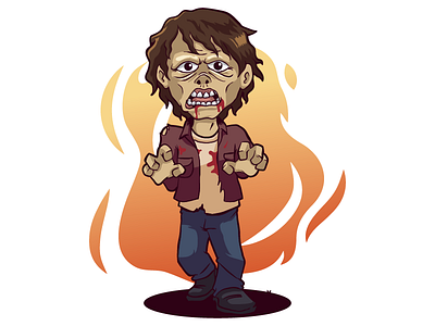 Walker adobe cartoon character design hungry illustrator mascot stikcer the walking dead tv series walker zombie