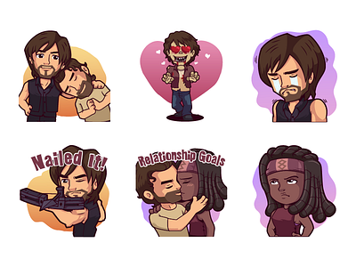 The Walking Dead stickers #1 character chat cute daryl illustration immesage messenger michone rick stickers the walking dead walker