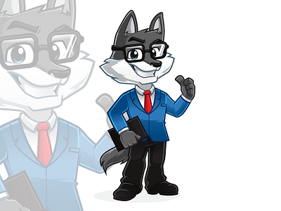 wolf mascot business character design dog glasses leasing agent male man mascot suite vector wolf