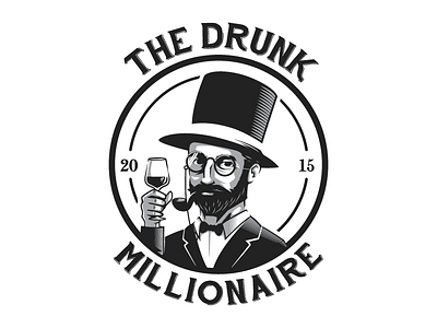 The Drunk Millionaire Logo Design american classic design logo man mascot millionare old professional rich vintage wine
