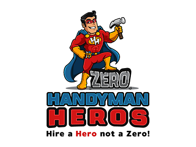 Handyman Heros cartoon character design handyman logo mascot plumber plumbing professional service superhero vector