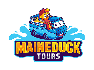 Duckboat logo car cartoon design duck duckboat illustrative logo maine mascot tour vector vehicle