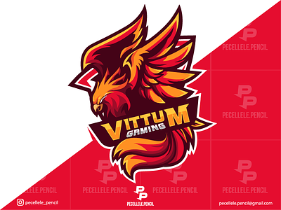 Vittum Gaming badge bird creature design designs eagle esport esports fire gamer gaming hawk logo mascot mythical phoenix professional shield sport twitch