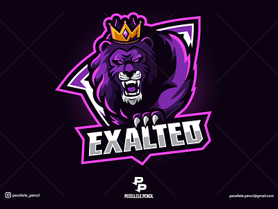 Exalted badge beast crown design esport esports gaming king lion logo mascot professional rage roar royale sports squad team twitch youtuber