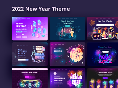 2022 is Coming 2022 3d adobe illustrator celebration city festival fireworks gradient header hero image illustration isometric landing page neon new new year night party vector year