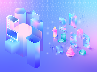 Sweet Candy Colors 2022 2d isometric asset cyber monday cybermonday discount download flat isometric gadget gradient illustration isometric neon new year offers promo sale sweet ui vector