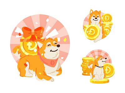 Dogecoin 🐕+🚀=🌑 assets coin coin stack dog doge dogecoin download flat design illustration inu invest nft playing shiba vector
