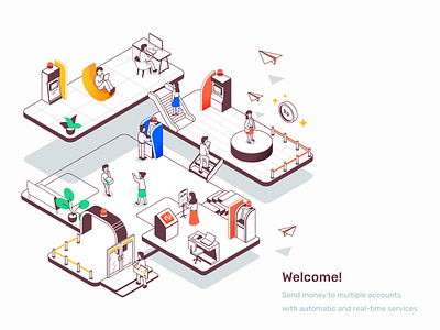 Login B2B Fintech b2b branding bts design fintech illustration isometric login page screen sketch vector web welcome wip