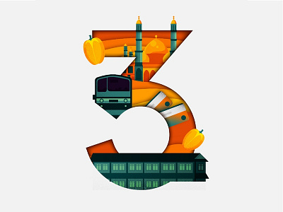 Jakarta part 2 building city illustration istiqlal jakarta krl train type