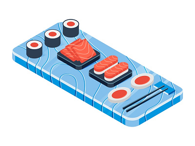Japanese Food food illustration isometric lunch meals sushi vector
