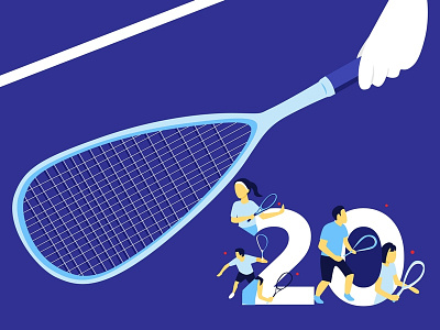 Squash Sport asian games blue flat design illustration illustrator sport squash vector