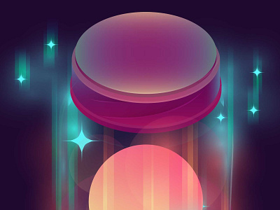 Moon In The Jar Illustration 3d galaxy gradient illustration isometric light moon space stars vector