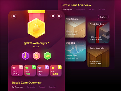 Battlezone Overview Game GUI ava battle battlefield battlezone design game game art gradient gui icons illustration overview profile ui vector