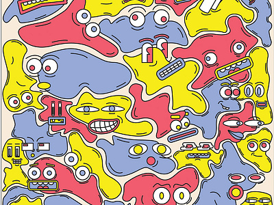 Blob Brothers blue character design illustration pattern red yellow