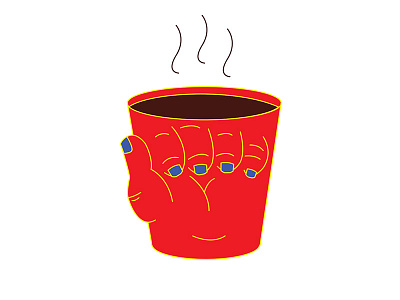Coffee Hand blue coffee hand illustration red yellow