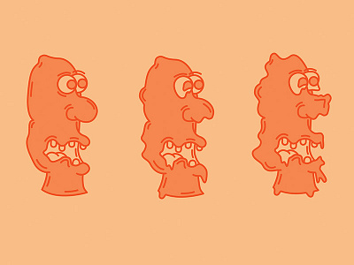 Melting Man character design faces illustration melting orange