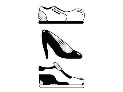 Going out black and white digital art digital illustration halftone illustration shoes