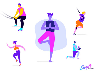 Fitness Illustrations color crossfit exercise fitness icons illustration illustrator modern movement people shot yoga