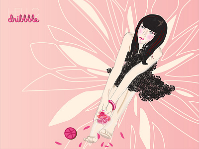 Hello dribbble! dribbble hello illustration pink