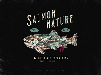 Vintage Outdoor Nature Salmon