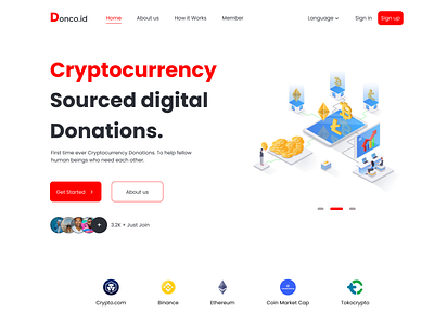 Crypto Donation Website Design: Landing Page