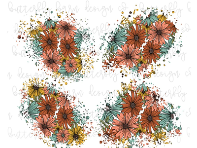 4 Files | Retro Flower Swatches PNG