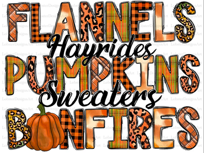 Flannels Hayrides Pumpkins Sweaters Bonfires Png 3d animation app branding design graphic design illustration logo ui vector