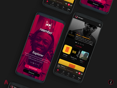 nzembo Mobile App black white cameroon dark mode dark ui design music app music player platform ui uxdesign webdesign website