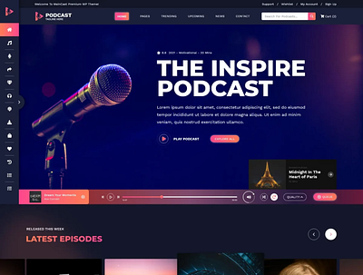 Audio Podcast WordPress Theme design podcast wordpress theme ui ux wordpress themes