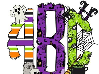 Halloween Monogram Letter with Clip Art PNG by Doodle Letters Store on ...