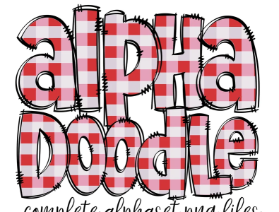 Gingham Doodle letters, Red Plaid Hand Drawn Doodle Alpha Bundle app branding design font graphic design illustration logo ui ux vector