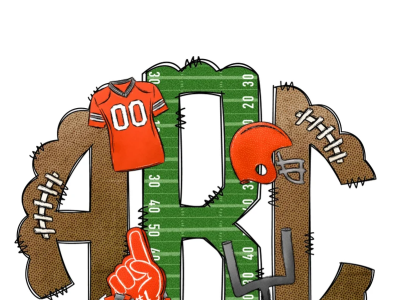 Orange FOOTBALL Monogram Png Letters