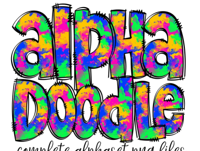 Bright Neon Rainbow Doodle letters, Hand Drawn Doodle Alpha Bund app branding design font graphic design illustration logo ui ux vector