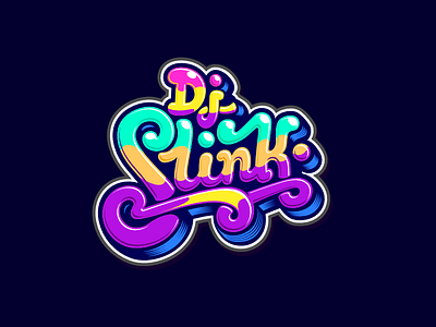 Djslink color dj filip funk joy komorowski logotype musik script sweet typography