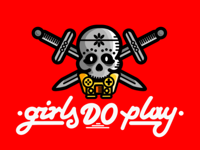 Girls Do Play games gaming girls play poland power script skull typography vector