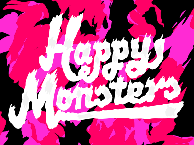 Happy Monster crazy happy komorowski monsters pink script typography vector