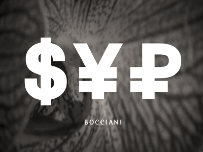 Syp bocciani dollar money rubl typography yen