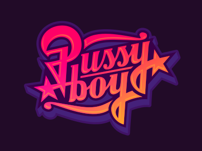 Pussy Boy letters magic pussy script typography