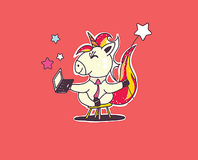 Unicorn drawing illustration vector