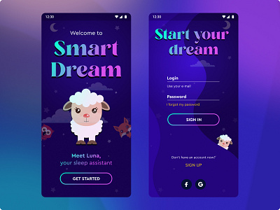 Smart Dream App Concept Design app app design black blue calm clean concept cute dark design dribbble ui uiux ux