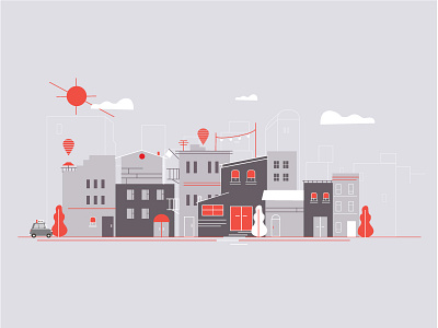 Town series city cityscape design design studio digital art flat graphic design grey and red illustration town travel