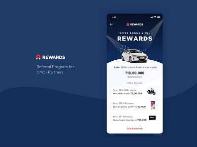O REWARDS branding design earn and win parallax partner business refer and win referral ui uidesign