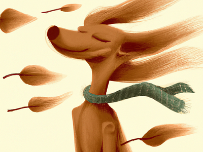 Windy day art dog illustration inspiration paint