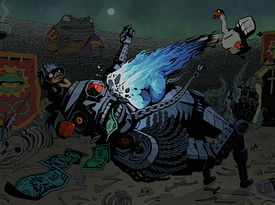 «Superman» punch arena goose illustration magic punch robot skulls toad war