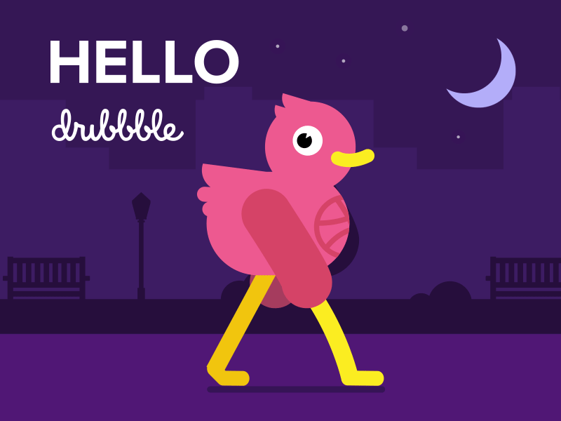 Quack-quack, Dribbble! after effects animation debut design duck first flat gif hello illustration