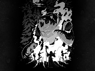 SIBERIAN MEAT GRINDER armor art bear cult illustration magic moon night skulls smoke soulless summon totem wizard xmas tree
