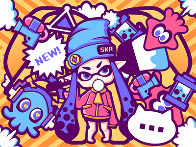 Splatoon2 character game girl gun illustration nintendo splatoon2 switch